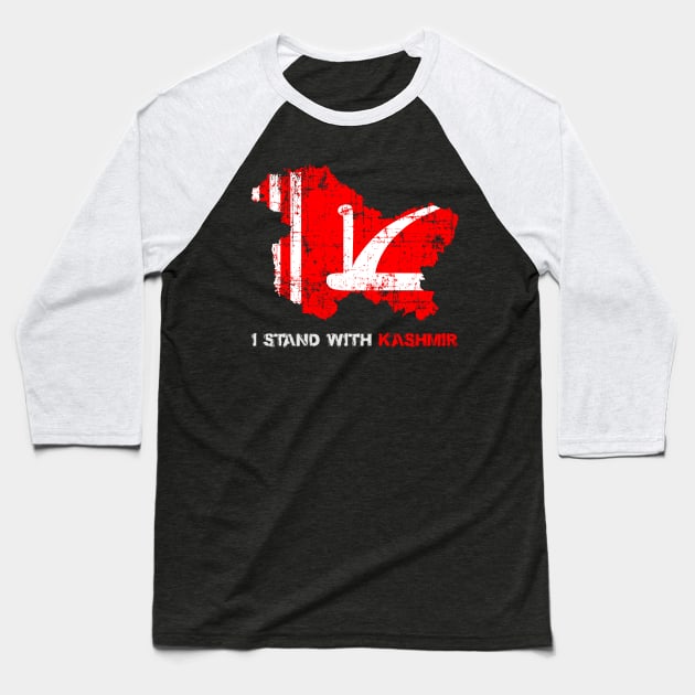 I Stand With Kashmir - Distressed Kashmiri Flag Baseball T-Shirt by mangobanana